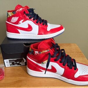 Nike Red and White Athletic Shoes
